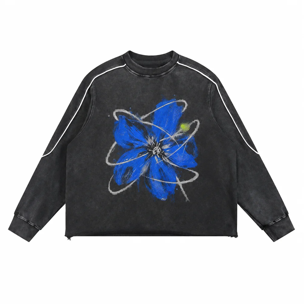 Washed contrast-piping sweatshirt · A feeling worth keeping · Front