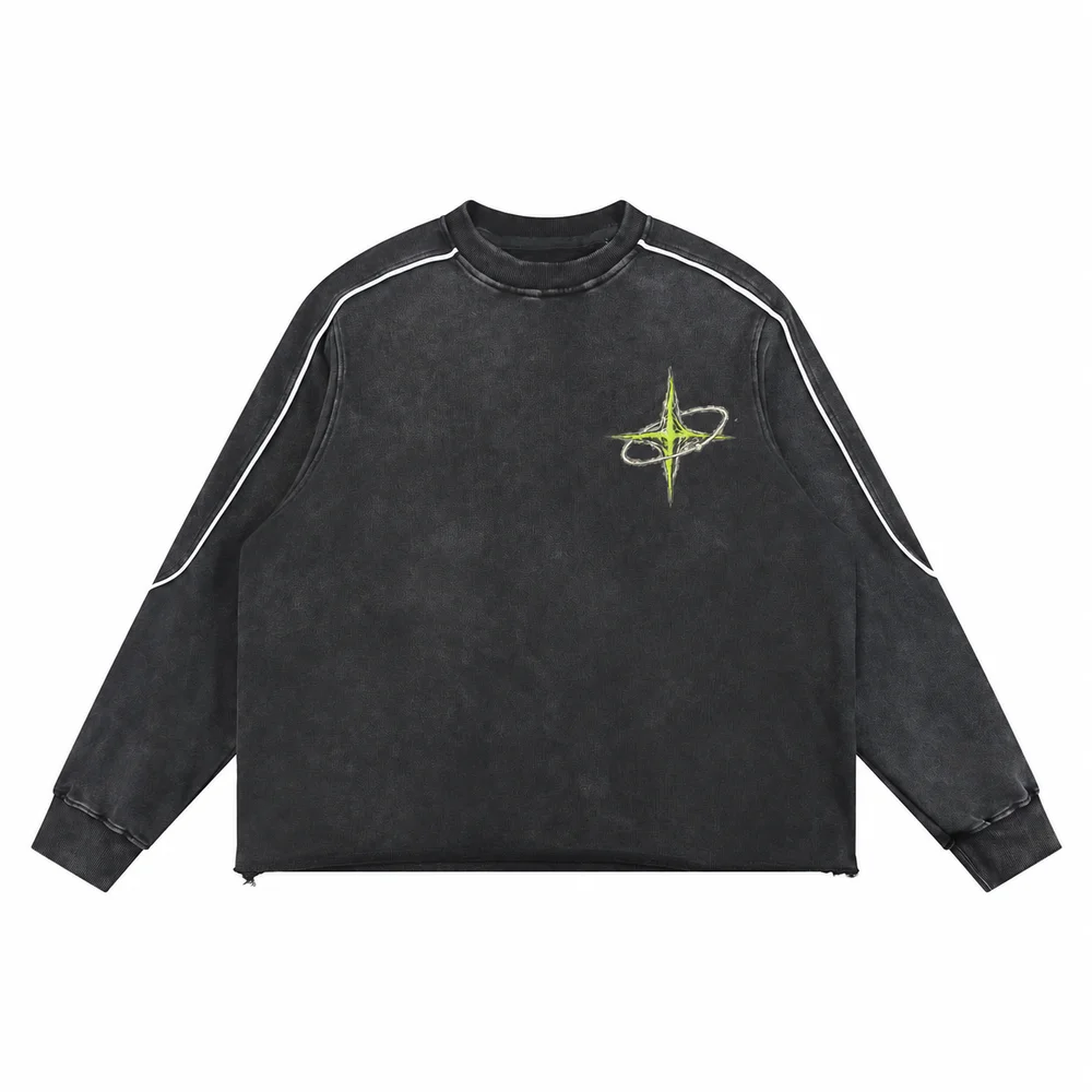 Washed contrast-piping sweatshirt · Private signal · Front