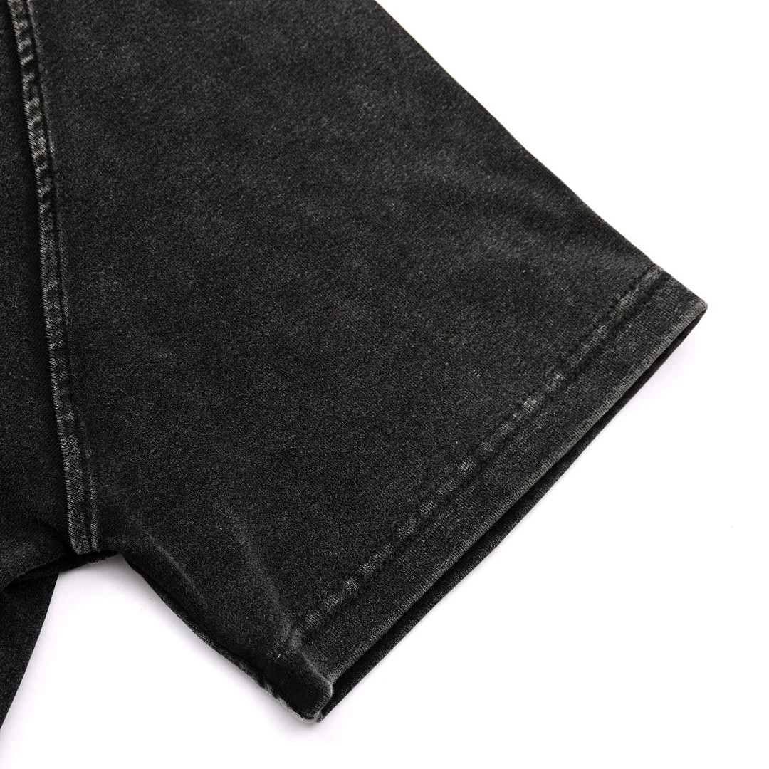 Cropped raglan crew-neck tee · 25008 · Black · Base garment photograph