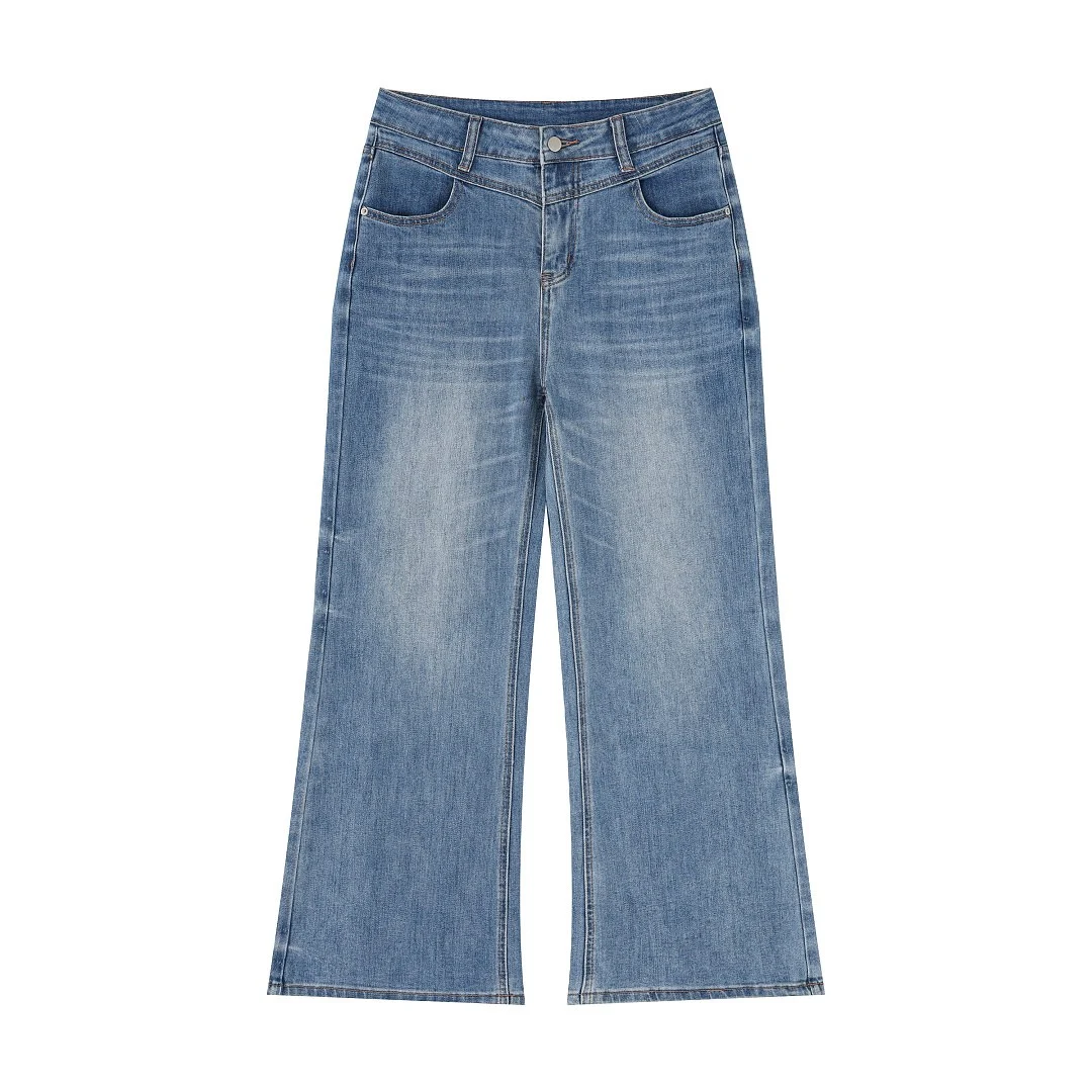 Washed wide-leg jeans · 76222-1 · Light blue · Front · Base garment photograph