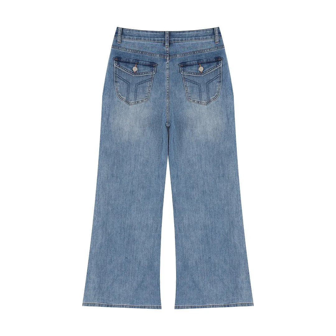 Washed wide-leg jeans · 76222-1 · Light blue · Back · Base garment photograph