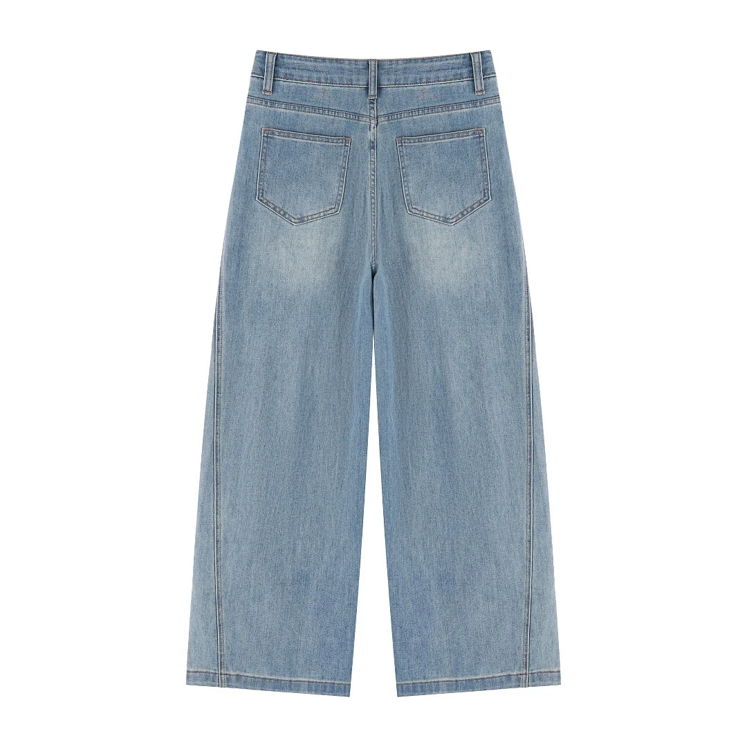 Light-wash straight-leg jeans · 76228-1 · Light blue · Back · Base garment photograph