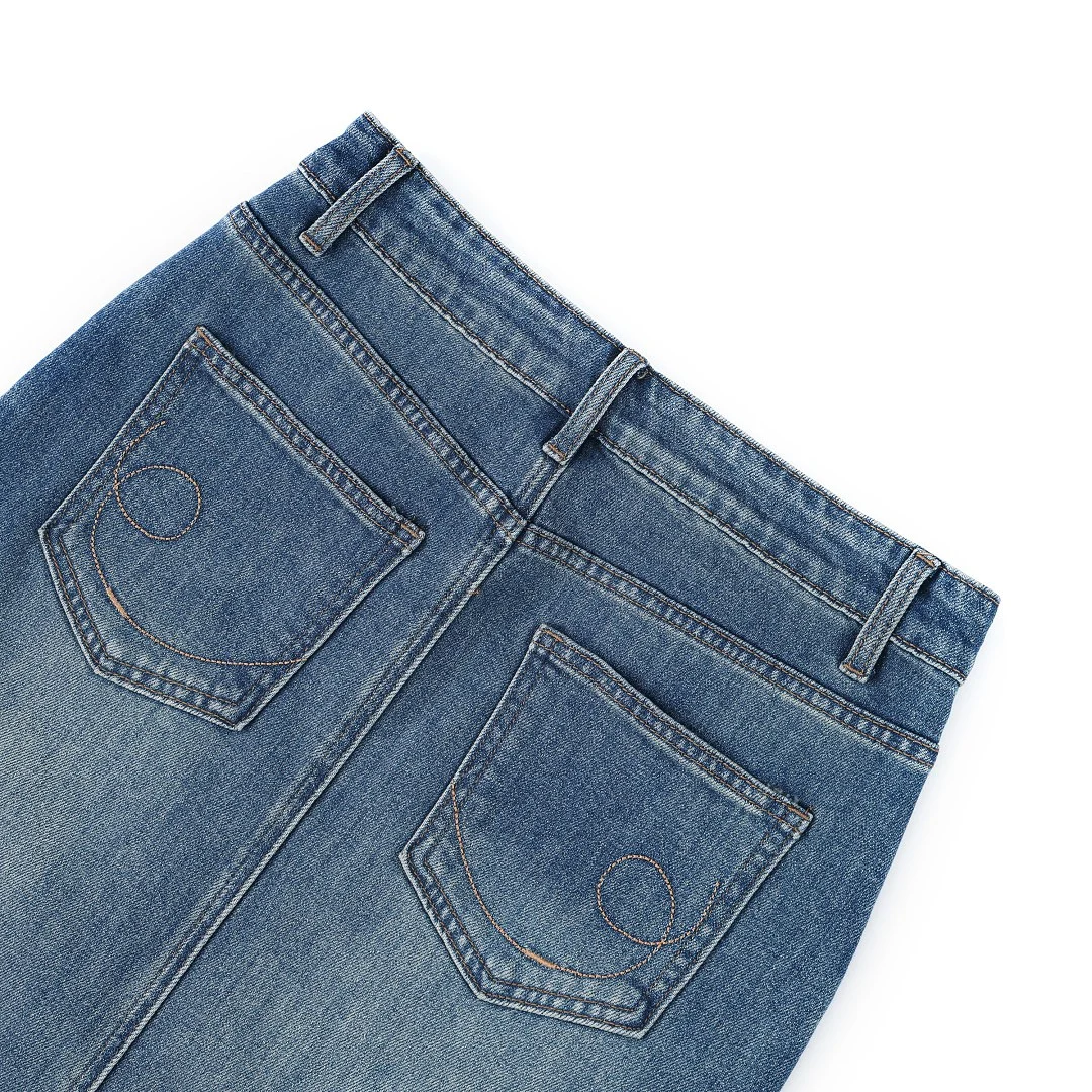 Faded denim midi skirt · 90009 · Light blue · Base garment photograph