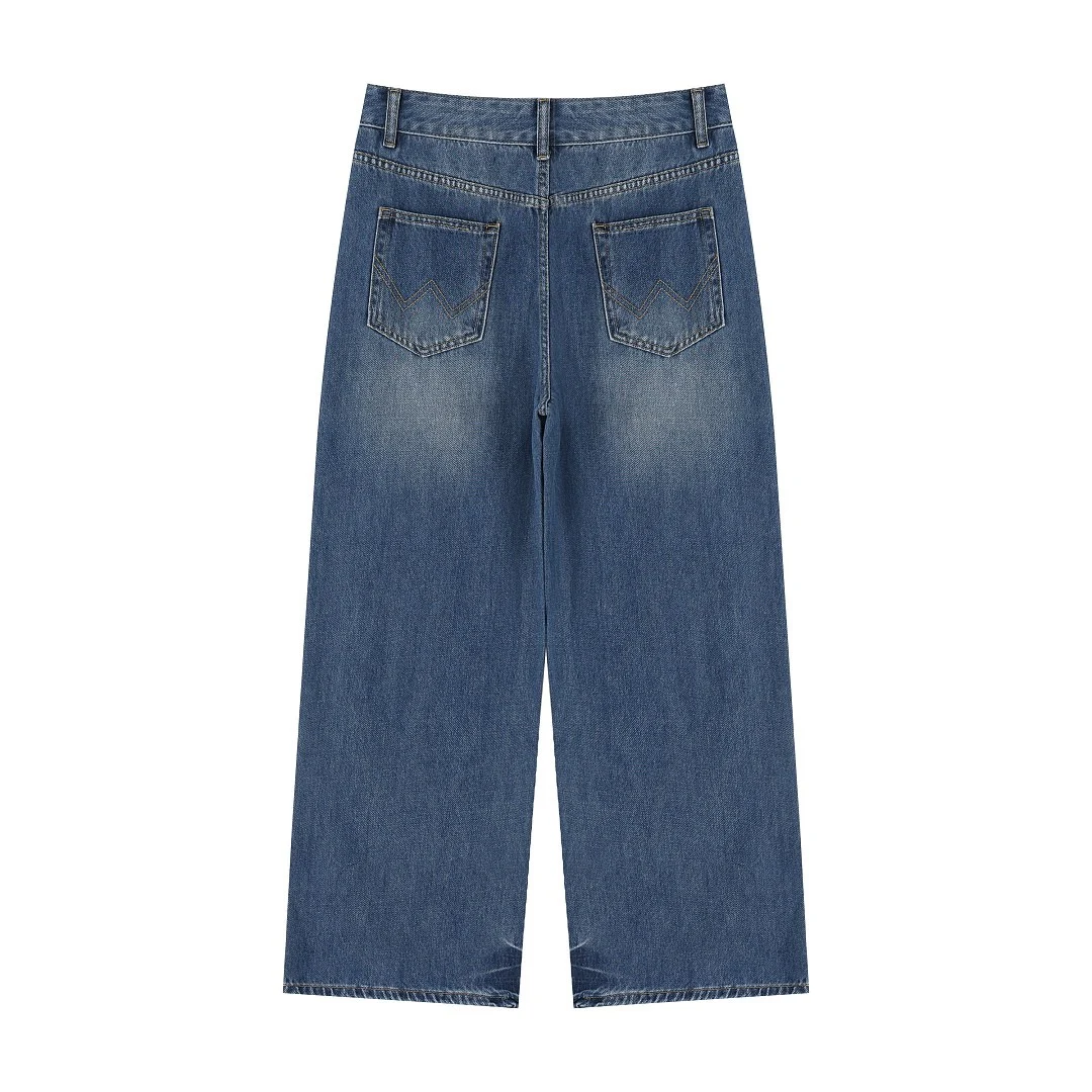 Faded blue wide-leg jeans · BJ555-1 · Blue · Back · Base garment photograph
