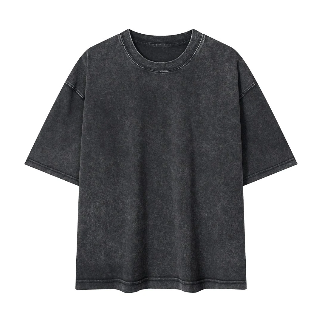 Washed boxy crew-neck tee · DX-25 · Black · Base garment photograph