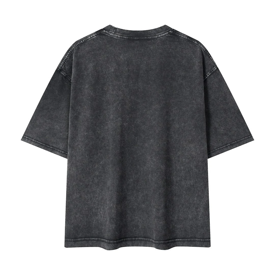 Washed boxy crew-neck tee · DX-25 · Black · Base garment photograph