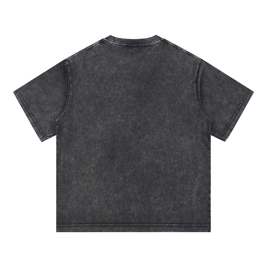 Washed boxy crew-neck tee · DX-25 · Black · Back · Base garment photograph