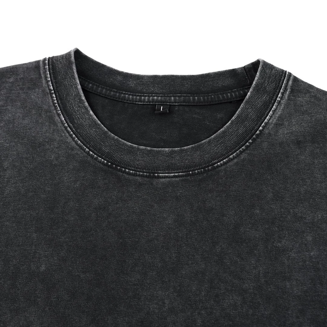 Washed boxy crew-neck tee · DX-25 · Black · Base garment photograph