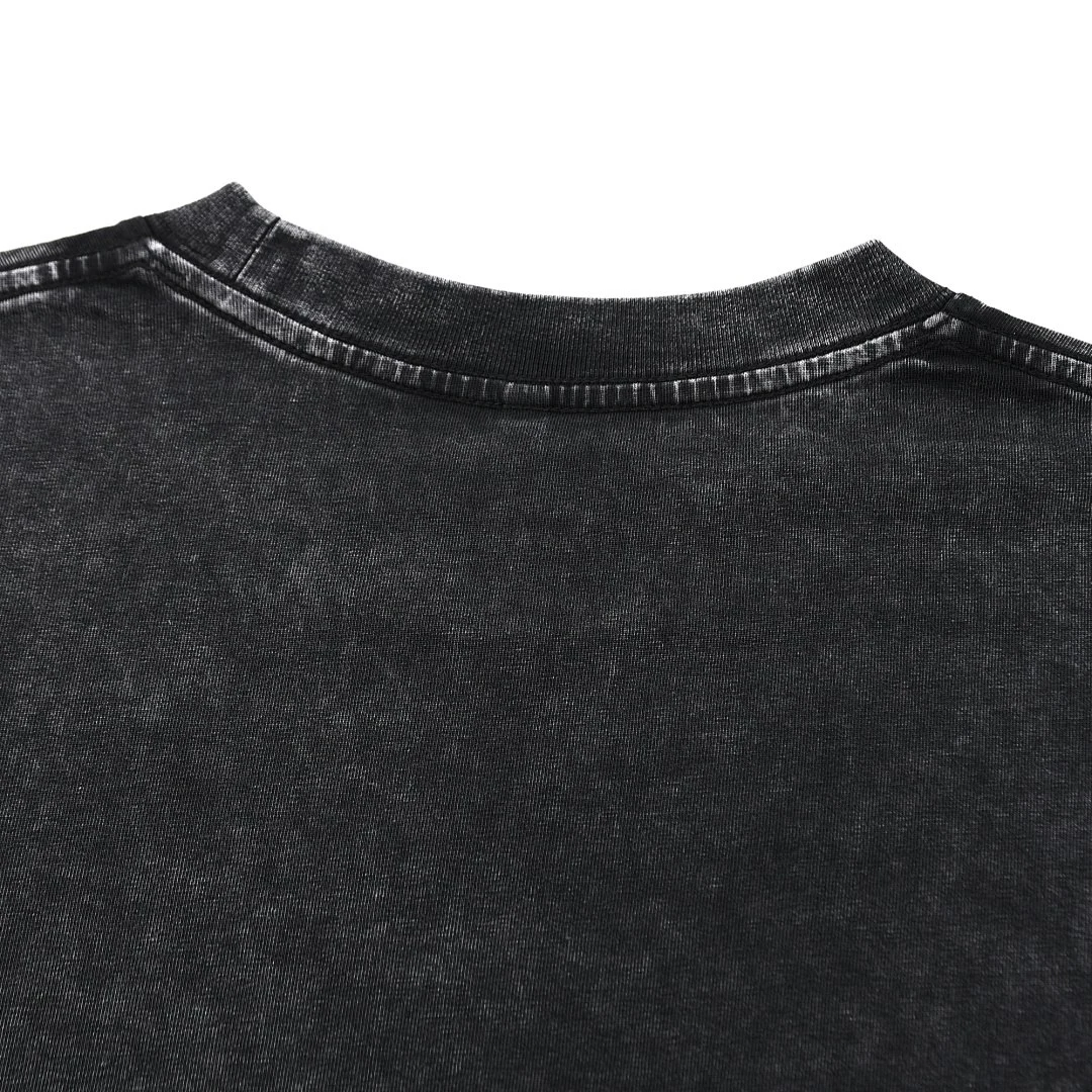 Washed boxy crew-neck tee · DX-25 · Black · Base garment photograph