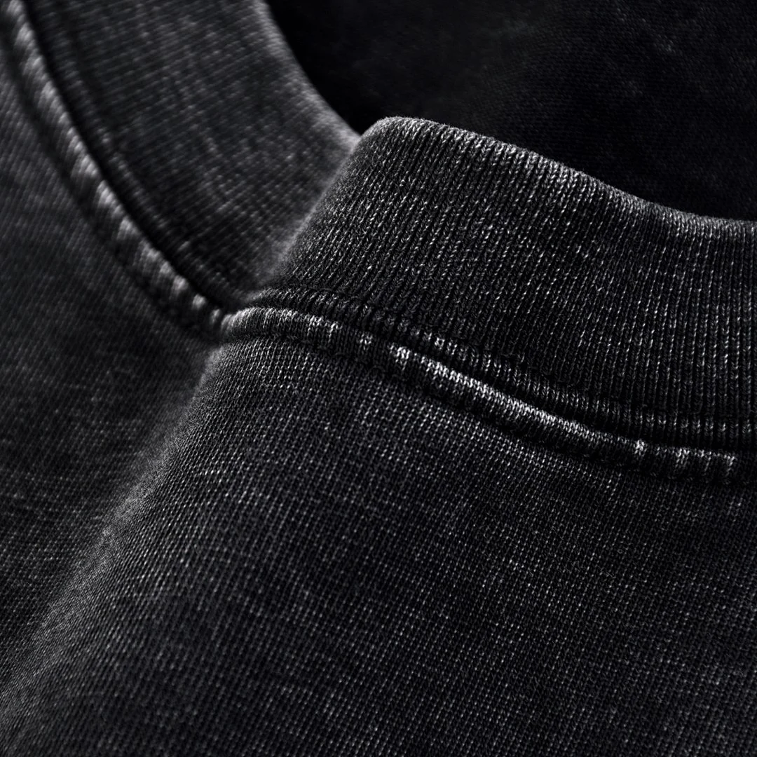 Washed boxy crew-neck tee · DX-25 · Black · Base garment photograph