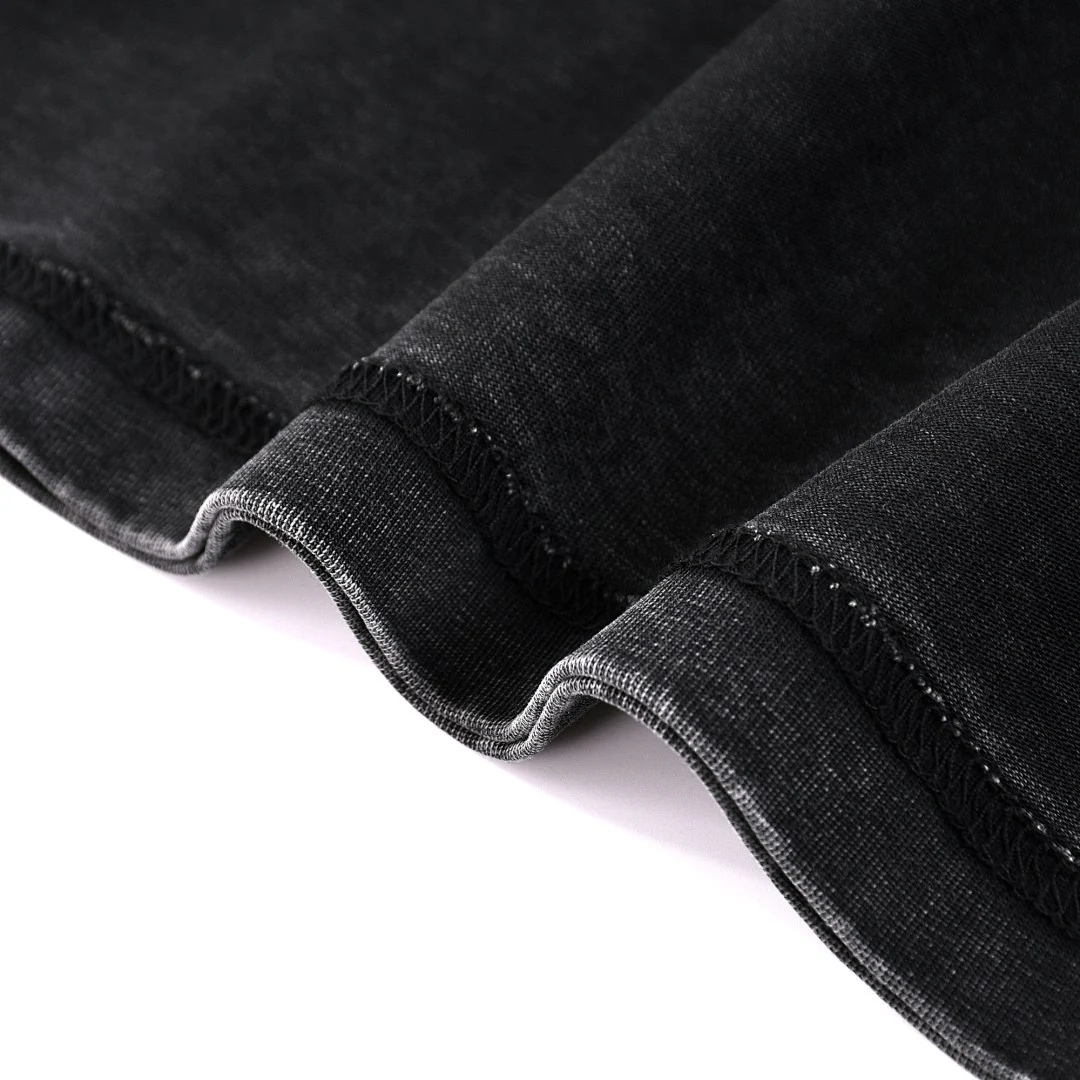 Washed boxy crew-neck tee · DX-25 · Black · Base garment photograph