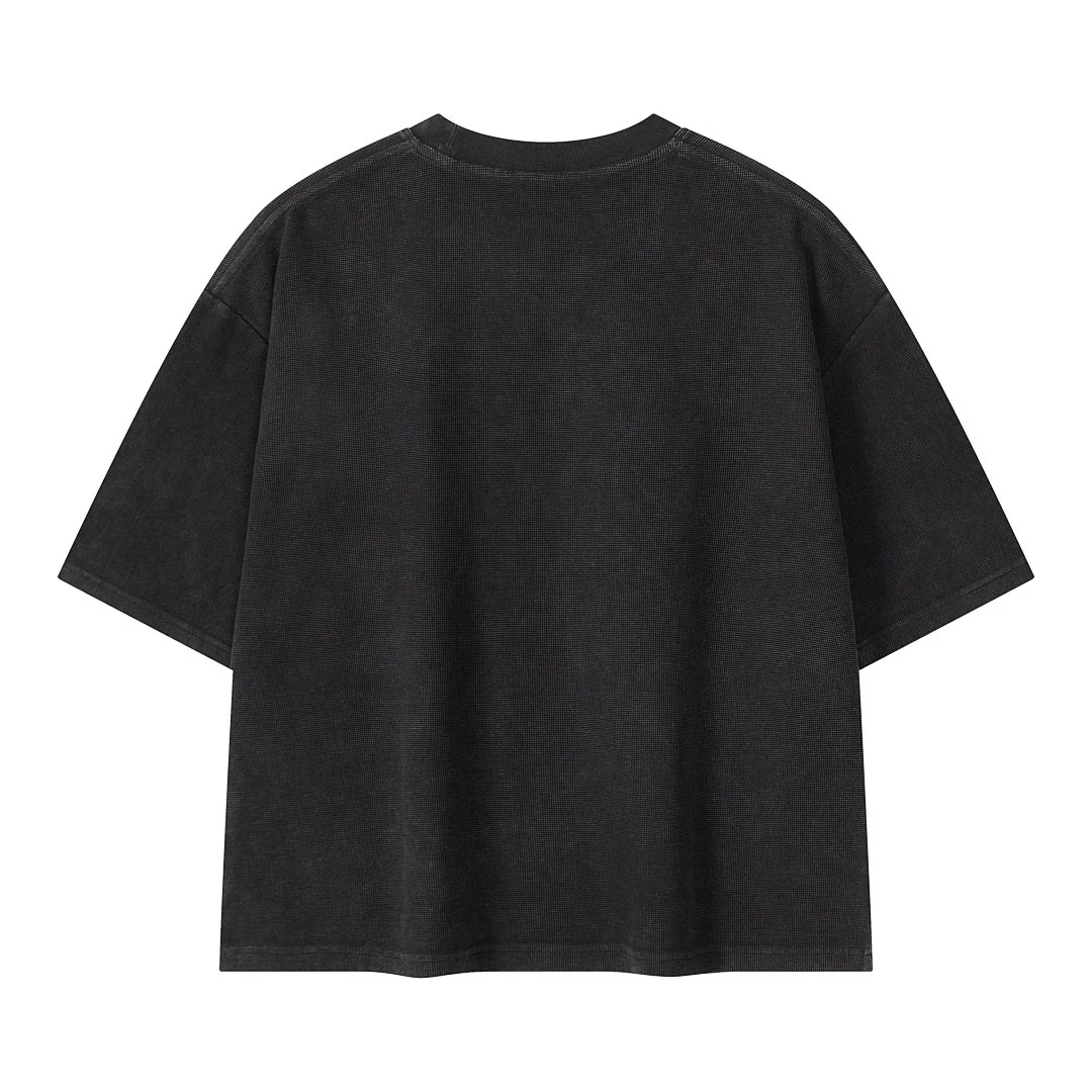 Boxy waffle crew-neck tee · DX-26 · Black · Base garment photograph