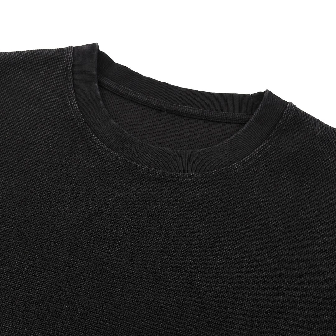 Boxy waffle crew-neck tee · DX-26 · Black · Base garment photograph