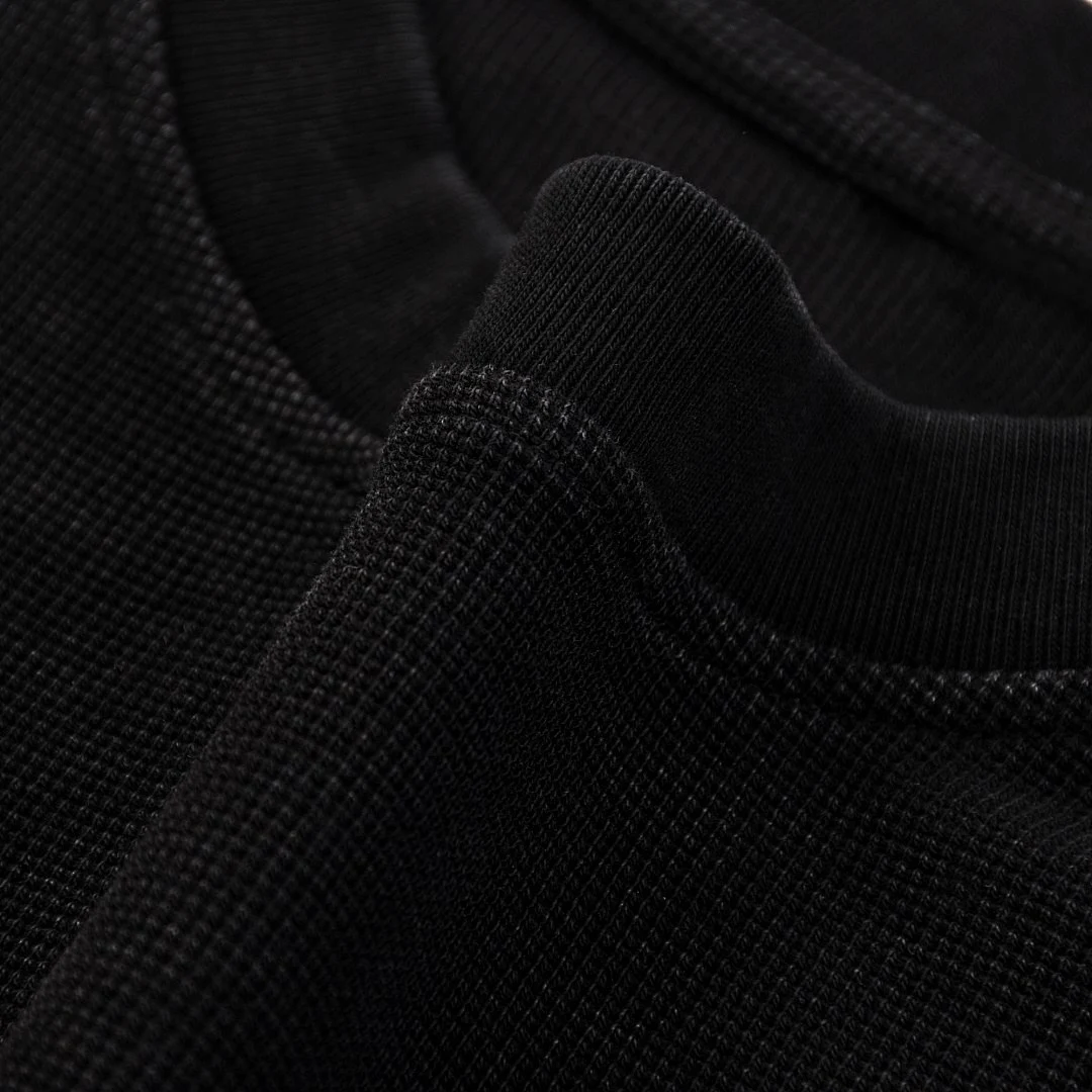 Boxy waffle crew-neck tee · DX-26 · Black · Base garment photograph