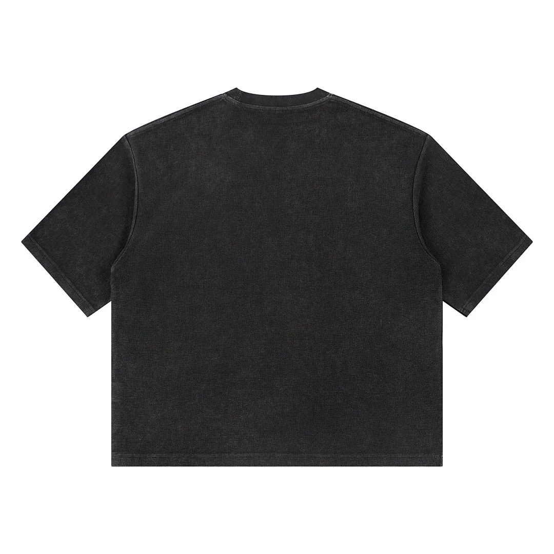 Boxy waffle crew-neck tee · DX-26 · Black · Back · Base garment photograph