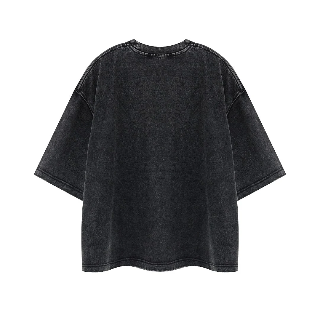 Washed relaxed crew-neck tee · DX-2645 · Black · Base garment photograph