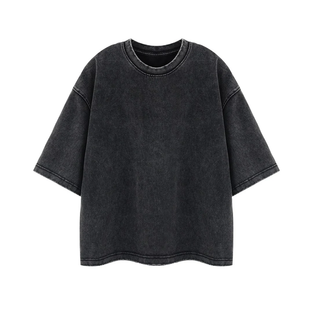 Washed relaxed crew-neck tee · DX-2645 · Black · Base garment photograph