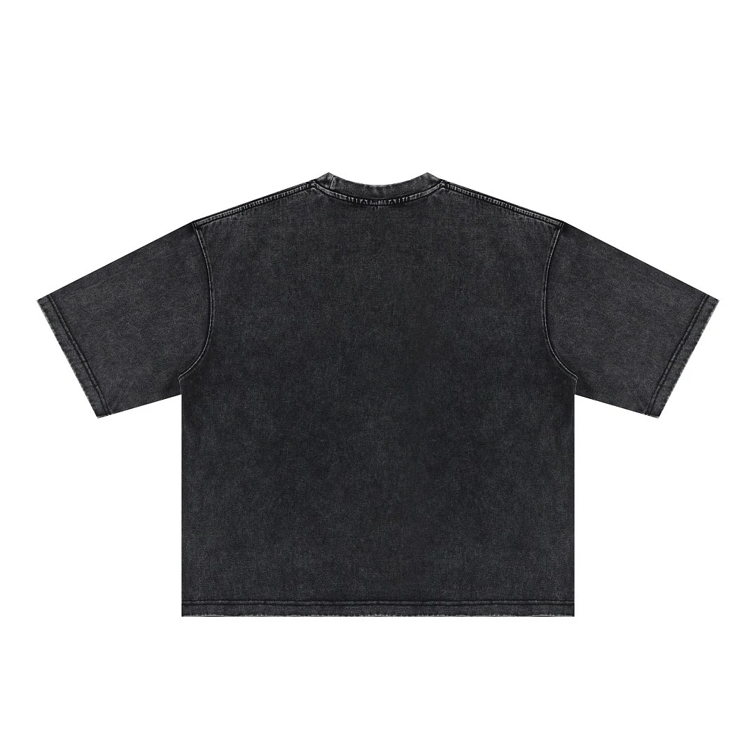 Washed relaxed crew-neck tee · DX-2645 · Black · Back · Base garment photograph