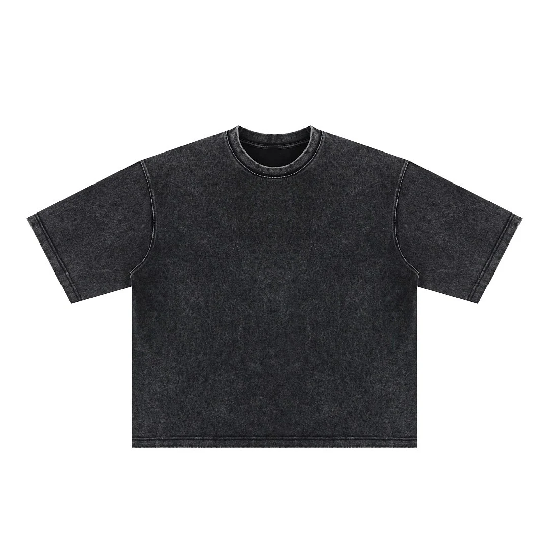 Washed relaxed crew-neck tee · DX-2645 · Black · Front · Base garment photograph
