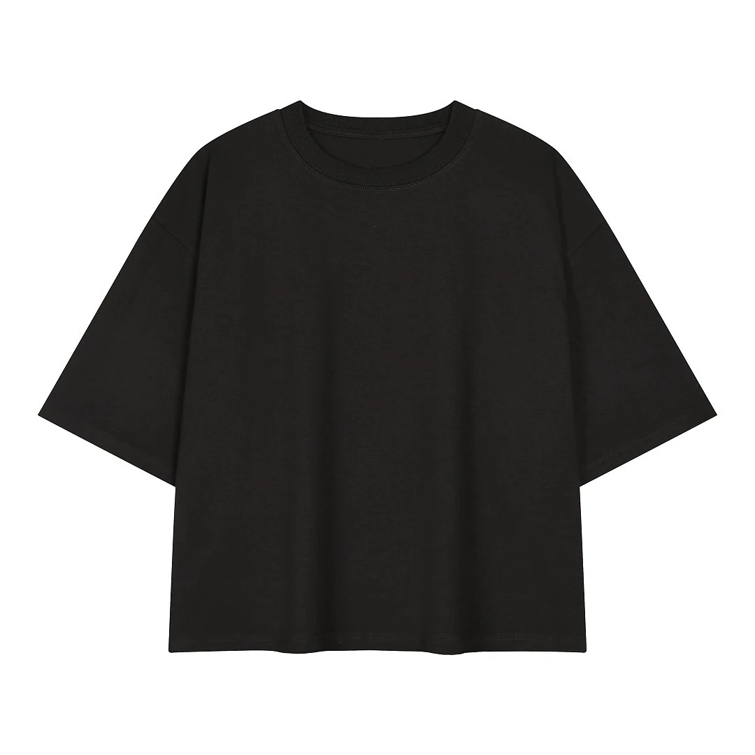 Boxy dropped-shoulder crew-neck tee · DX-2646 · Black · Base garment photograph