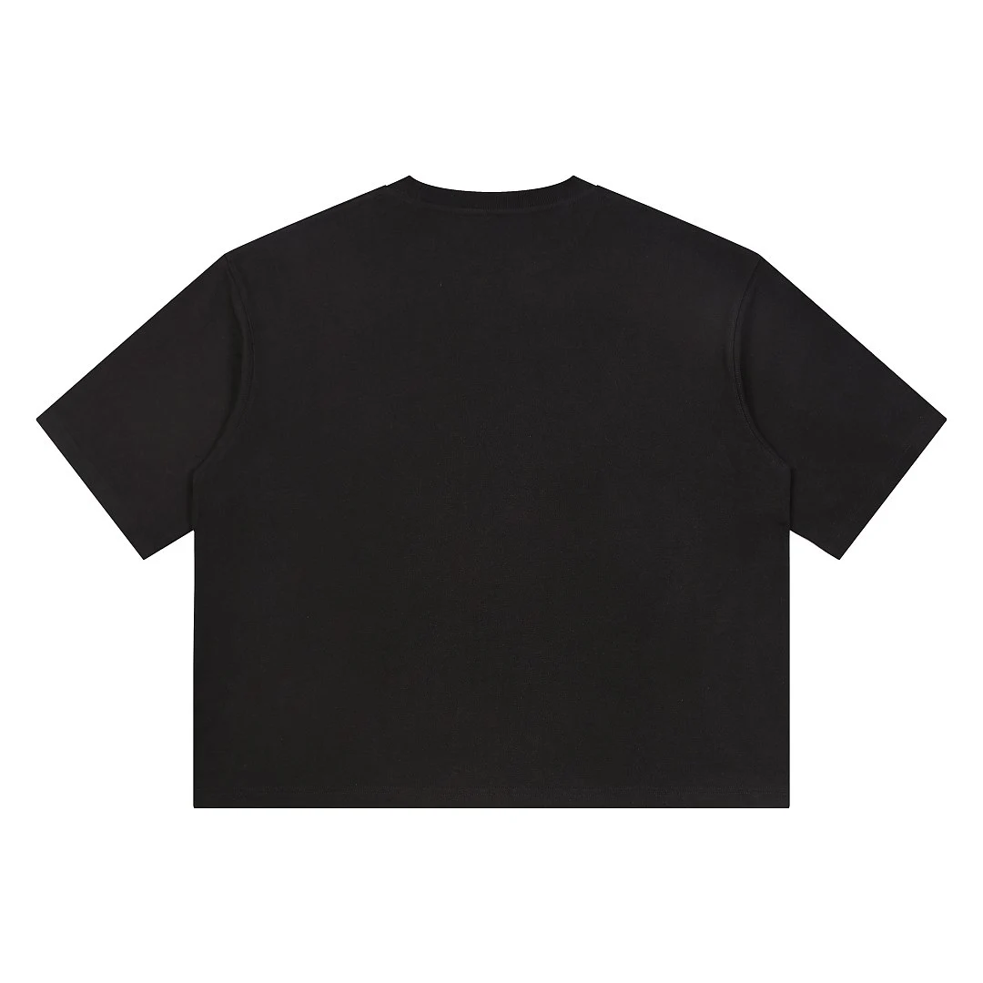 Boxy dropped-shoulder crew-neck tee · DX-2646 · Black · Back · Base garment photograph