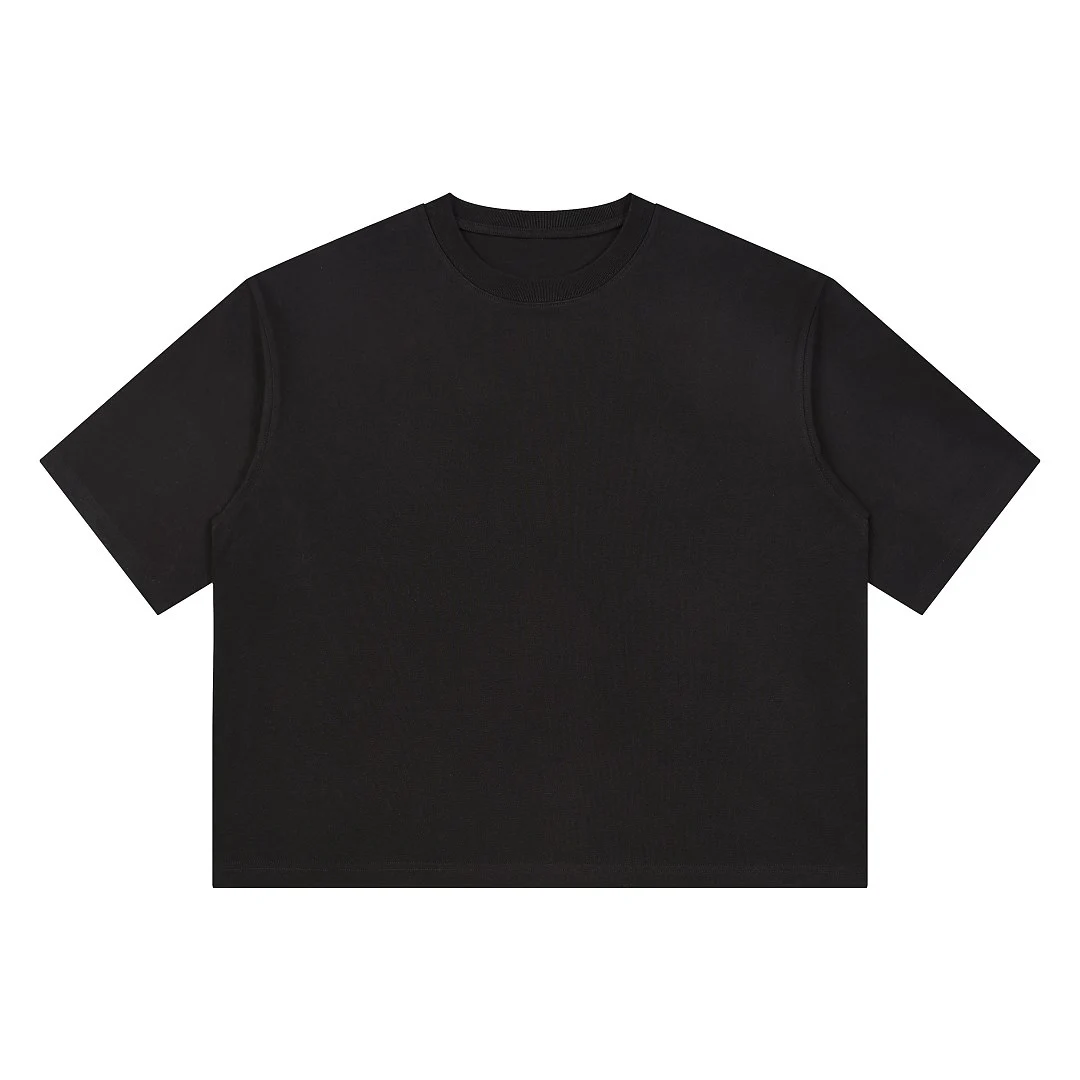 Boxy dropped-shoulder crew-neck tee · DX-2646 · Black · Front · Base garment photograph