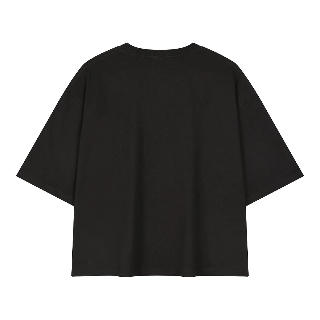 Boxy dropped-shoulder crew-neck tee · DX-2646 · Black · Base garment photograph