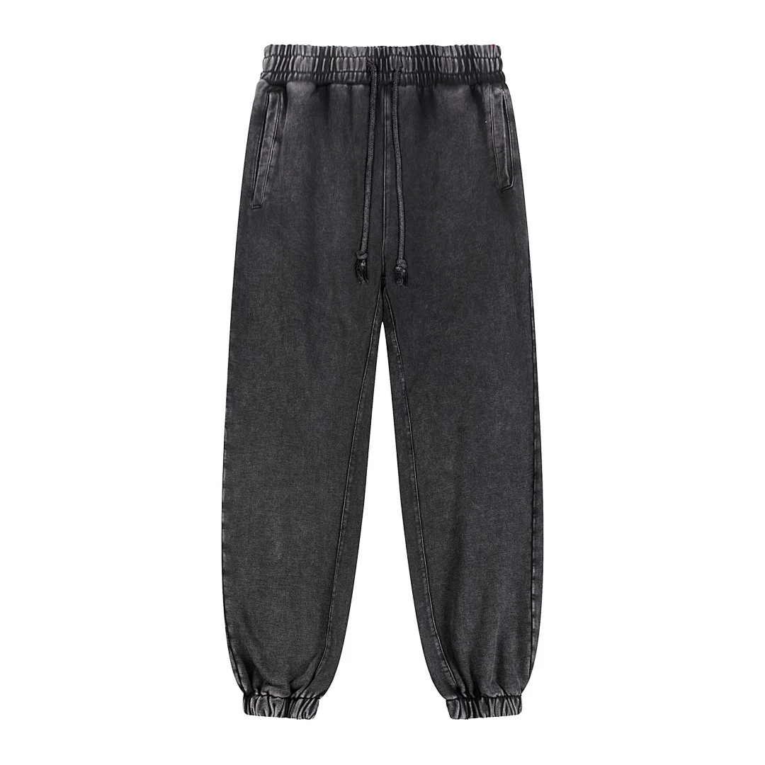 Washed elastic-cuff joggers · GWKL-11 · Black · Front · Base garment photograph