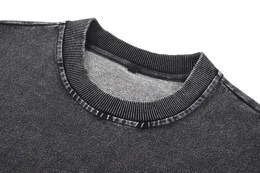 Washed crew-neck sweatshirt · KB-01 · Black · Base garment photograph