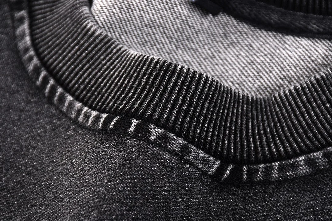 Washed crew-neck sweatshirt · KB-01 · Black · Base garment photograph