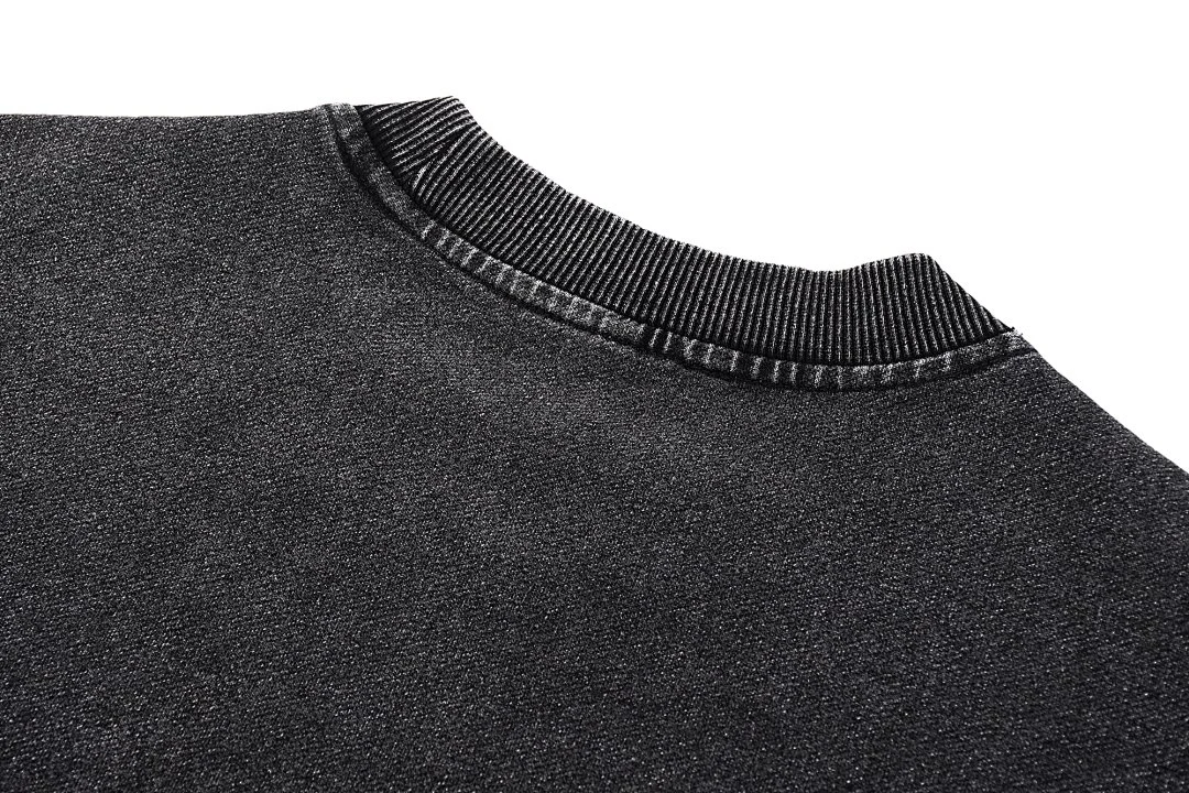 Washed crew-neck sweatshirt · KB-01 · Black · Base garment photograph