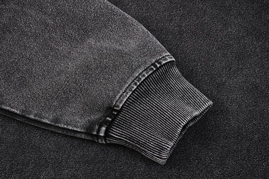Washed crew-neck sweatshirt · KB-01 · Black · Base garment photograph