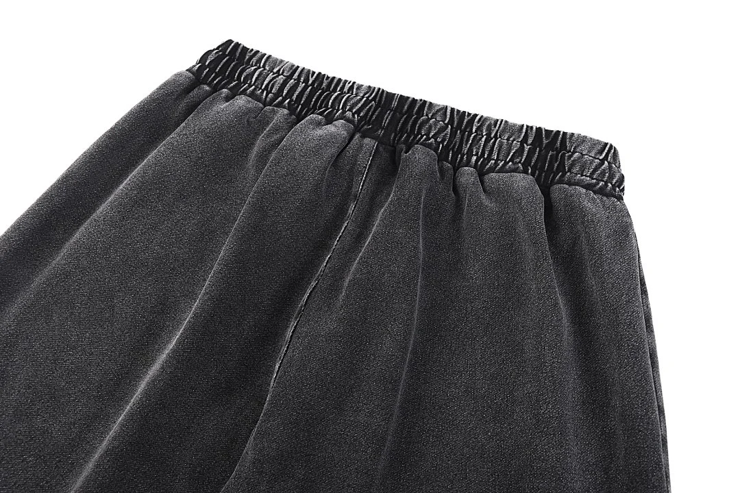 Washed denim drawstring joggers · KB-05 · Black · Base garment photograph