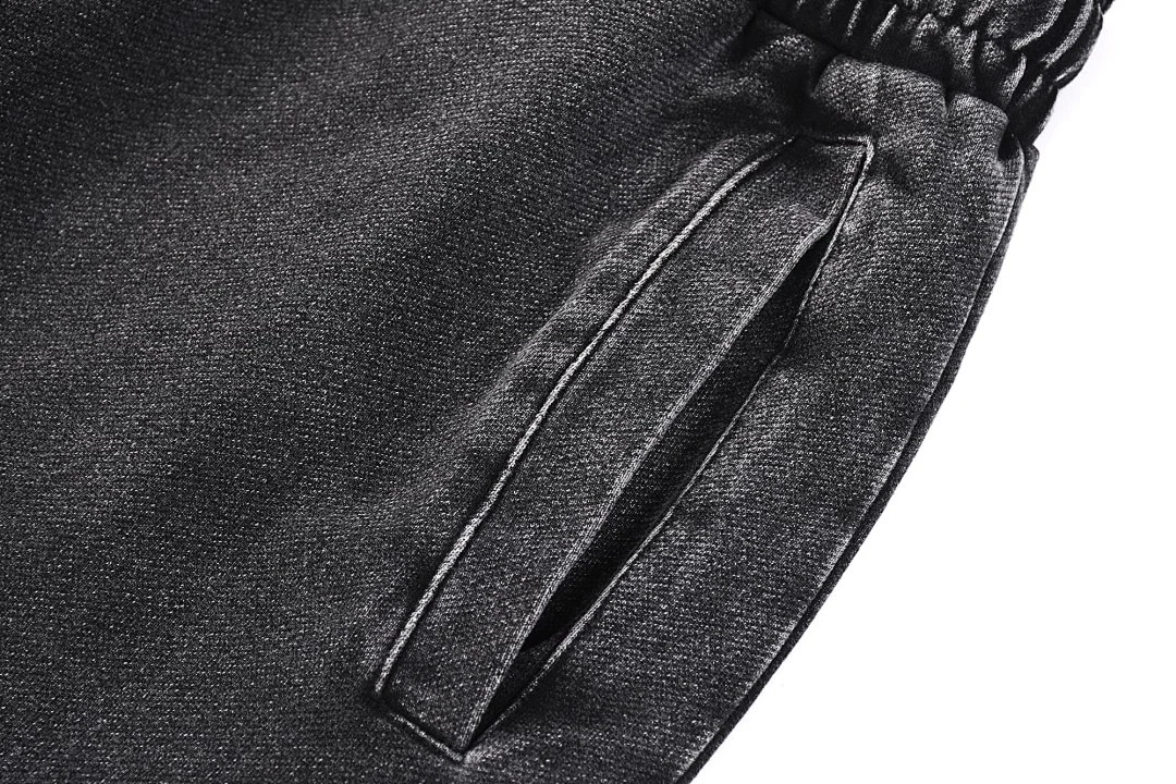 Washed denim drawstring joggers · KB-05 · Black · Base garment photograph