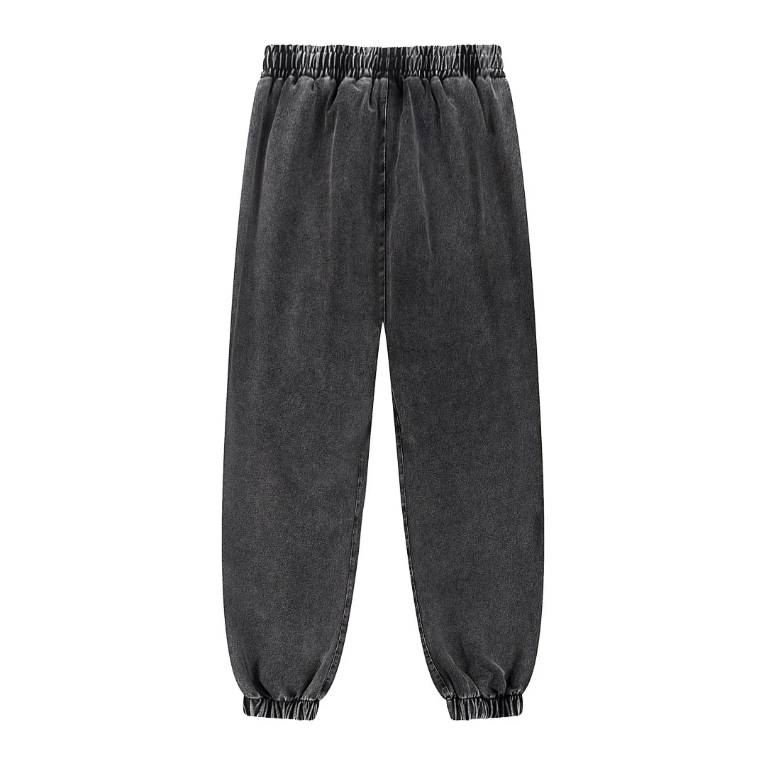 Washed denim drawstring joggers · KB-05 · Black · Back · Base garment photograph