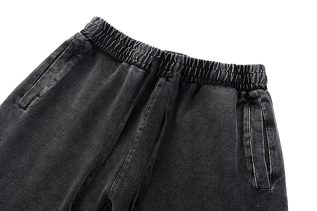 Washed denim drawstring joggers · KB-05 · Black · Base garment photograph