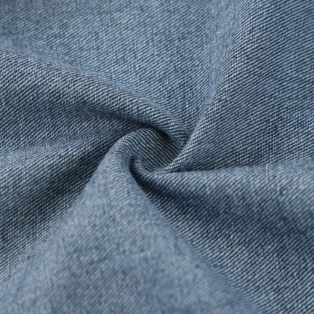 Washed half-zip denim polo · KB-07 · Blue · Base garment photograph
