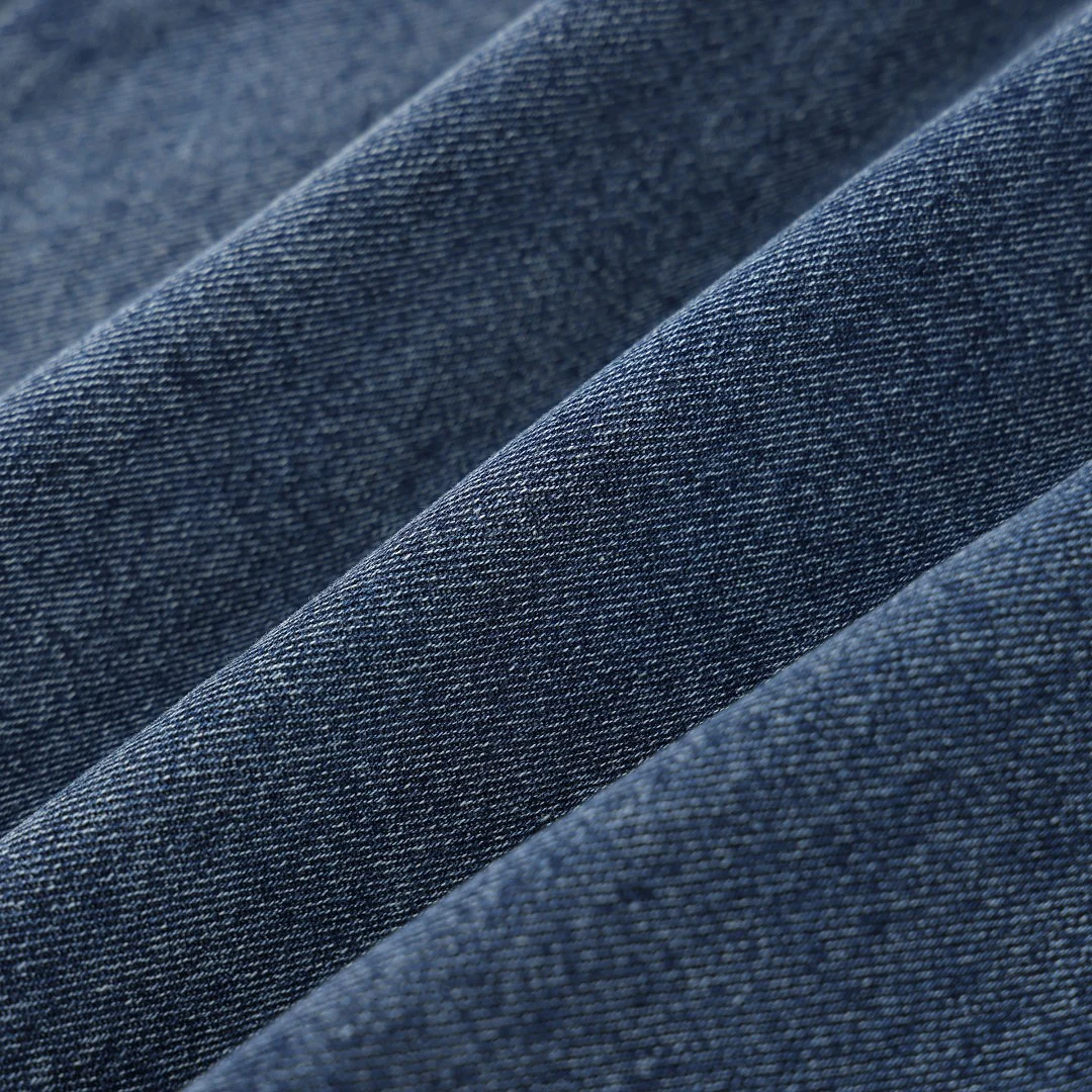 Washed half-zip denim polo · KB-07 · Blue · Base garment photograph