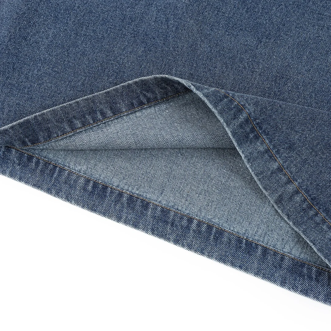 Washed half-zip denim polo · KB-07 · Blue · Base garment photograph