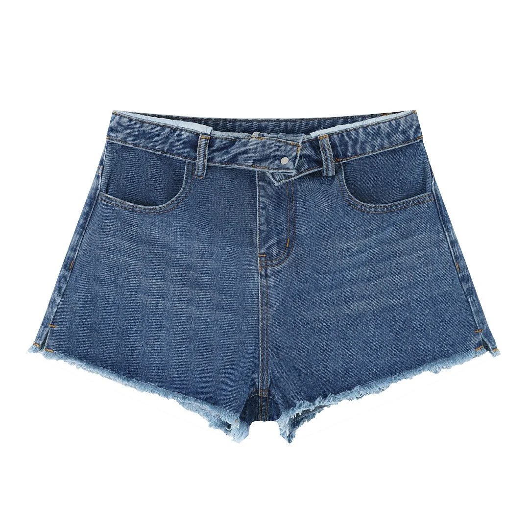 Raw-hem denim shorts · KB-08 · Blue · Front · Base garment photograph