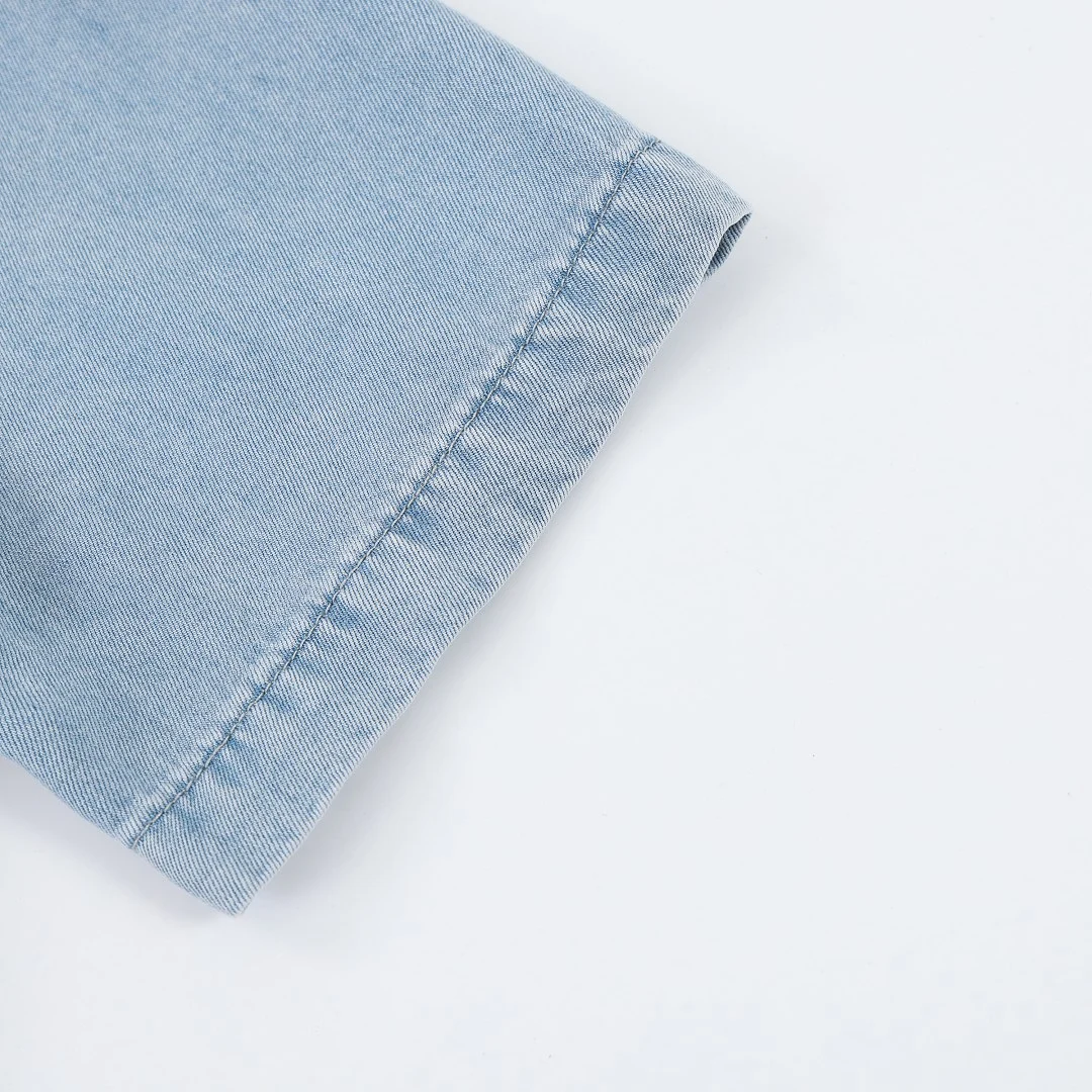 Washed cropped denim shirt · KB-10 · Light blue · Base garment photograph