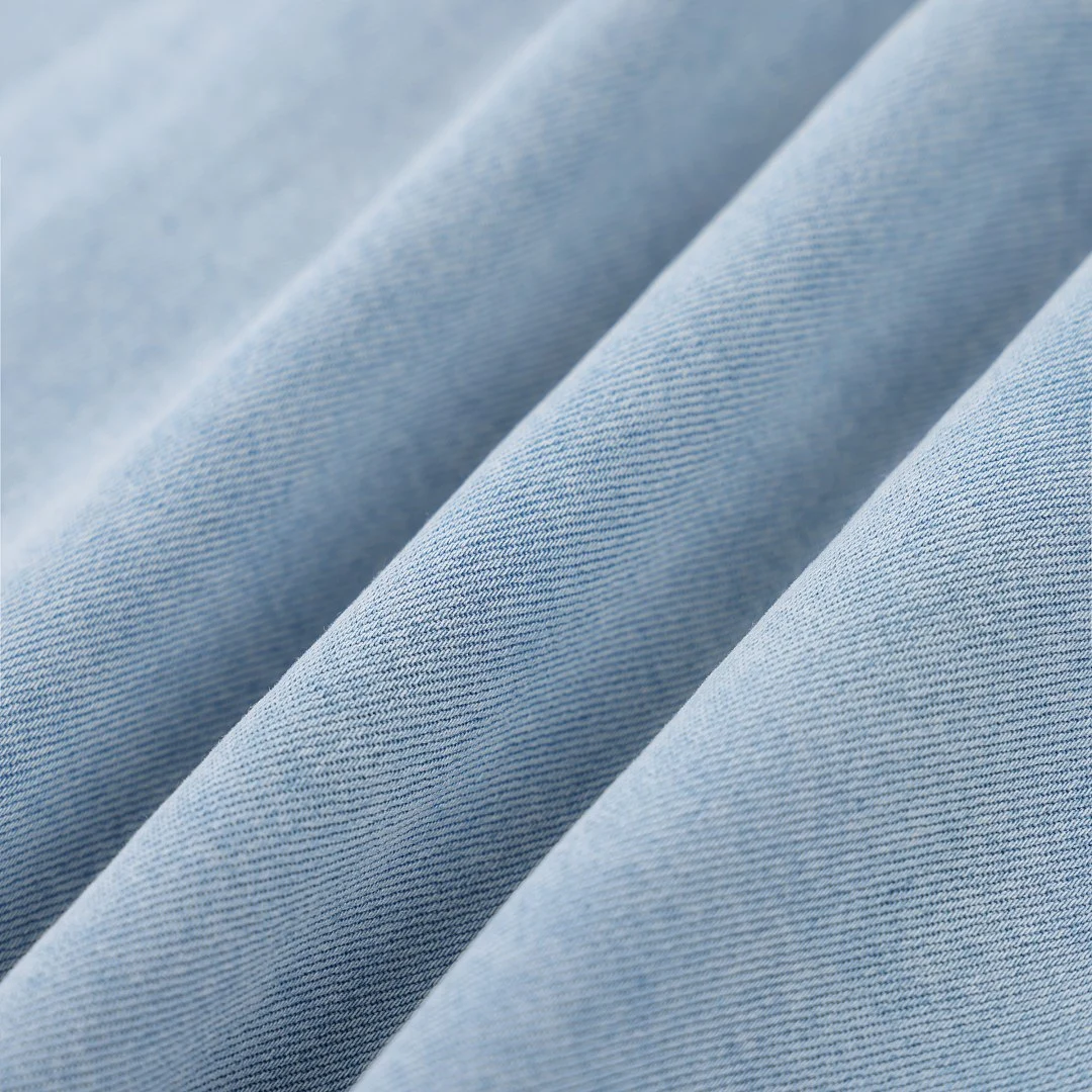 Washed cropped denim shirt · KB-10 · Light blue · Base garment photograph
