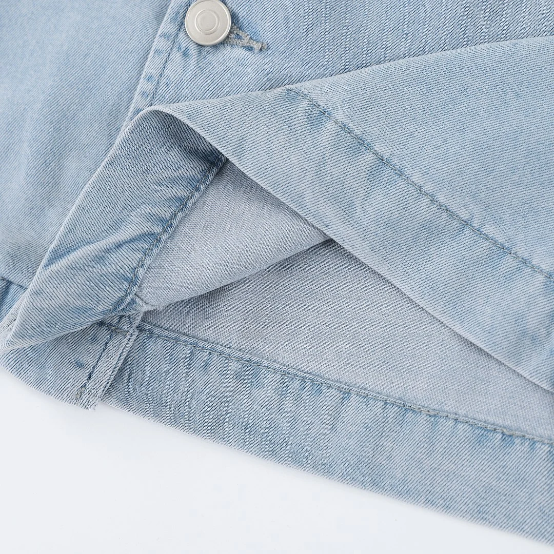 Washed cropped denim shirt · KB-10 · Light blue · Base garment photograph