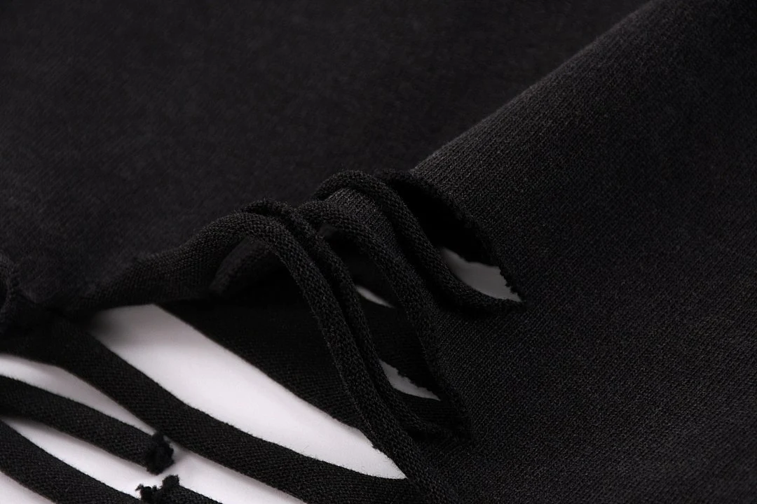 Distressed-hem relaxed tee · KFGP-302 · Black · Base garment photograph