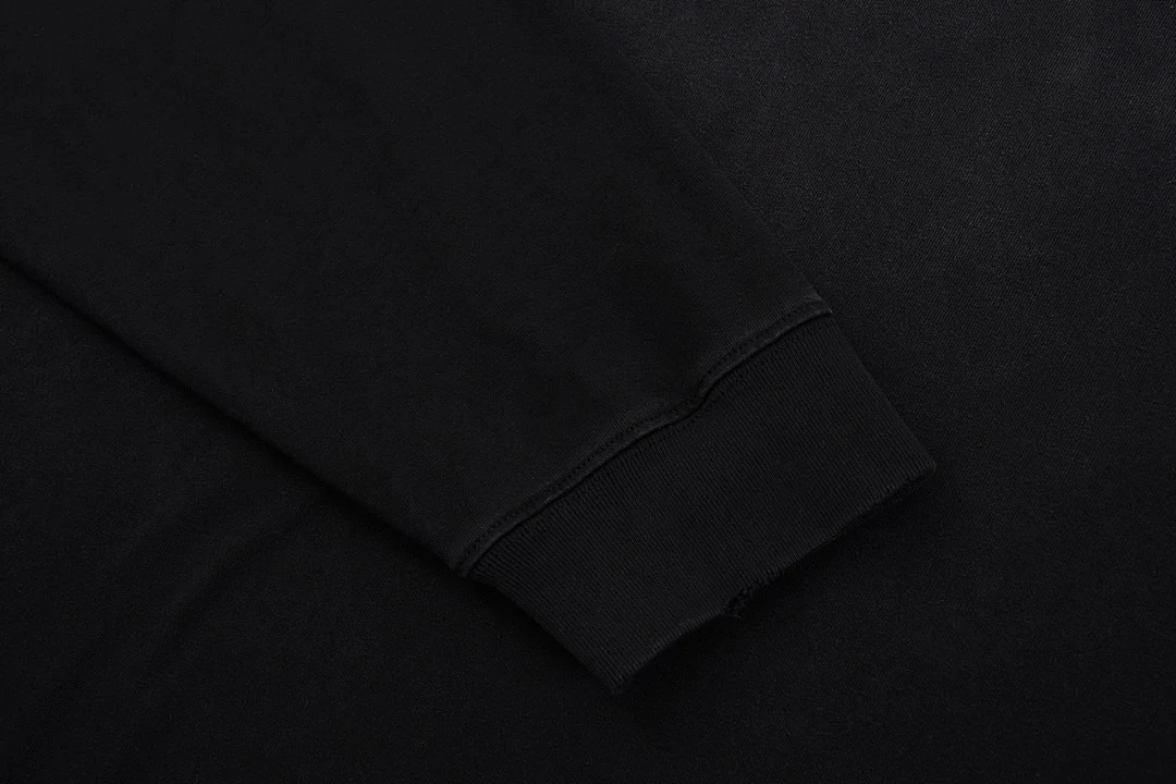 Distressed raw-hem long-sleeve tee · KFGP-303 · Black · Base garment photograph