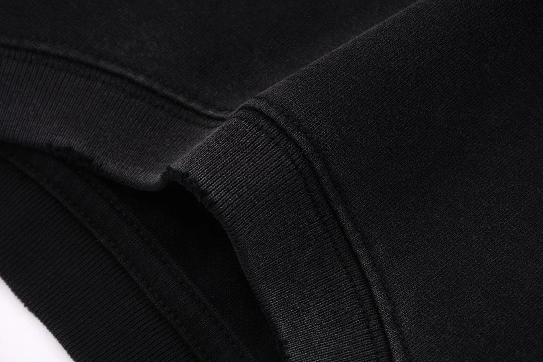 Distressed raw-hem long-sleeve tee · KFGP-303 · Black · Base garment photograph