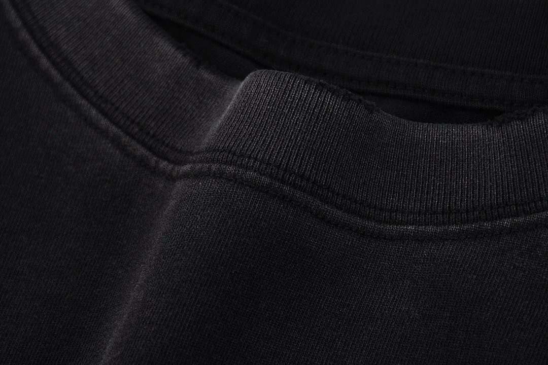 Distressed raw-hem long-sleeve tee · KFGP-303 · Black · Base garment photograph