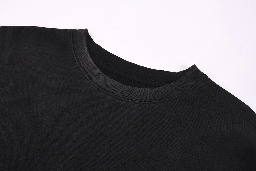 Distressed raw-hem long-sleeve tee · KFGP-303 · Black · Base garment photograph
