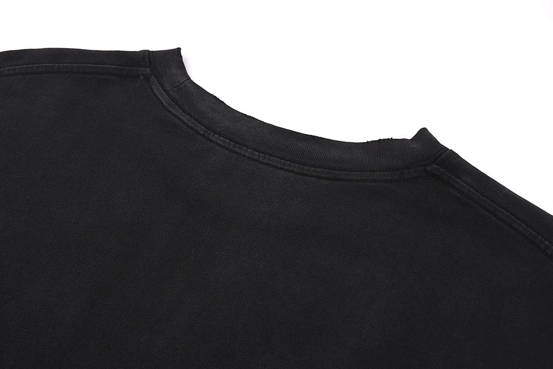 Distressed raw-hem long-sleeve tee · KFGP-303 · Black · Base garment photograph