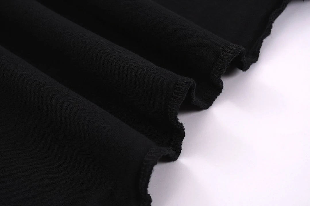 Distressed raw-hem long-sleeve tee · KFGP-303 · Black · Base garment photograph